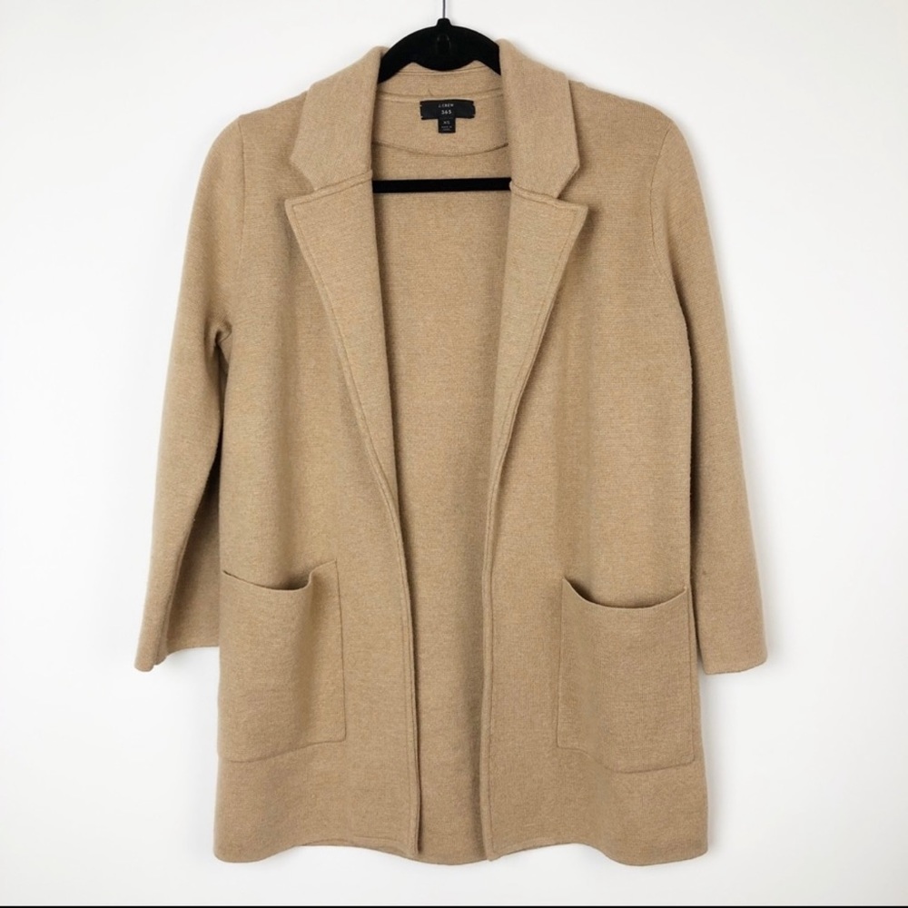 J.Crew Tan Sophie Open Front Sweater Blazer - image 1